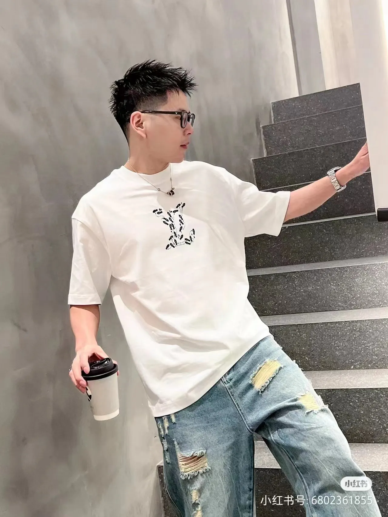 Louis Vuitton/Louis Vuitton employee limited foam printed short-sleeves